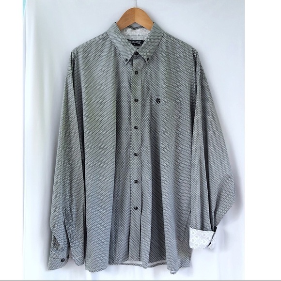 Panhandle Slim Gray Geometric Dress Shirt XL - Picture 1 of 8